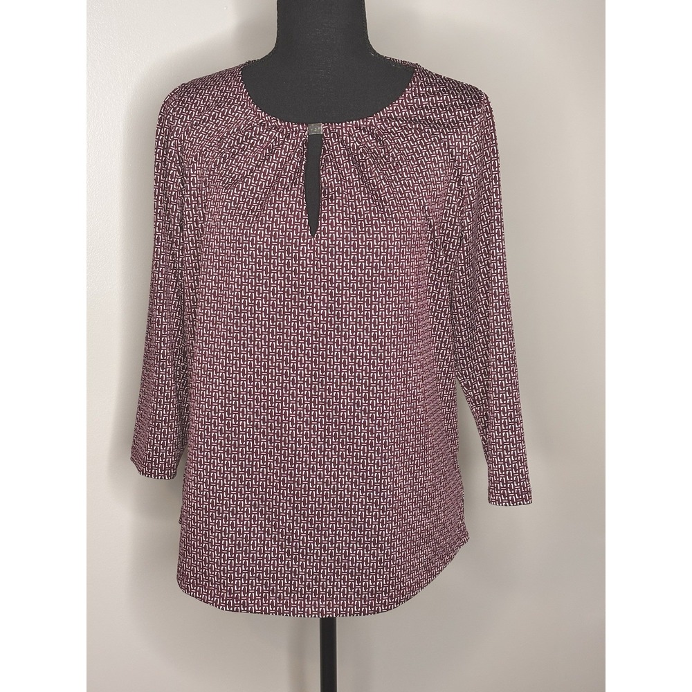 Blue Mood Women's Maroon Geometric Top Blouse Size Small